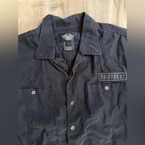 Harley-Davidson Black Short Sleeve Collared Shirt‎ Men XL Snap Front Embroidered